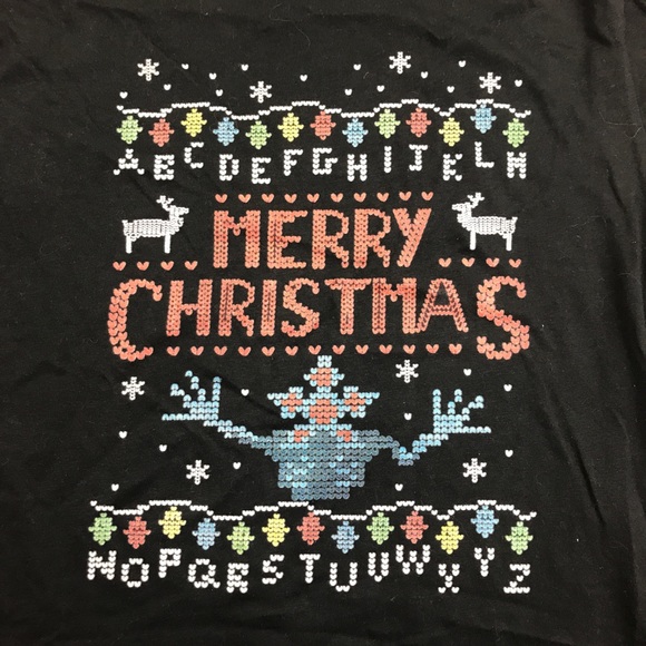 Merry Christmas Graphic Top T-shirt S Black - Picture 4 of 6